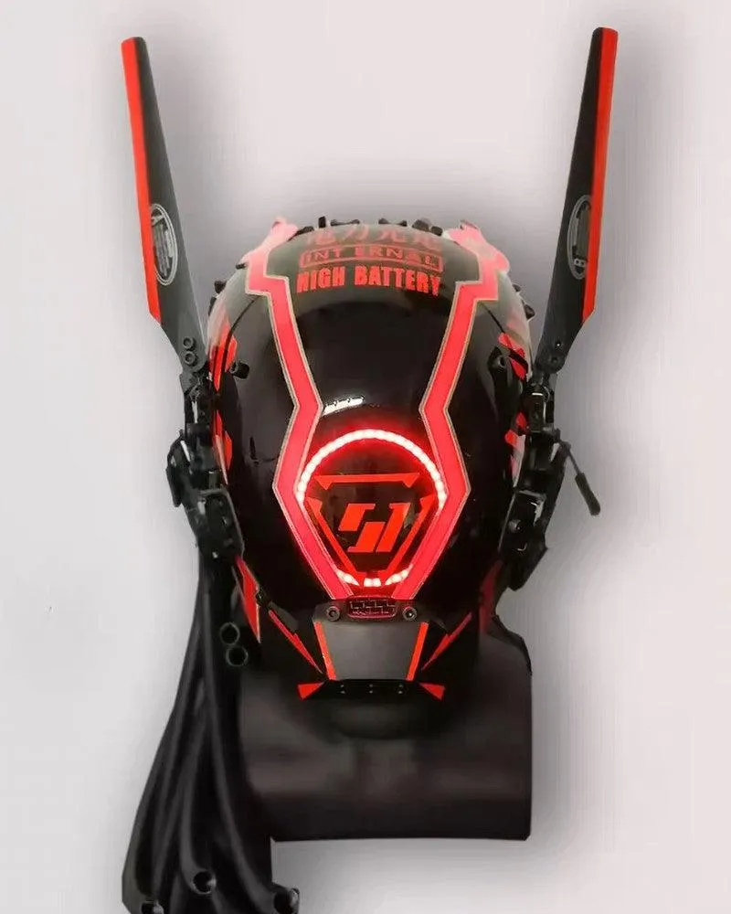 Samurai Dreadlocks LED Cyberpunk Helmet Mask (LEDs available in 7 colors）