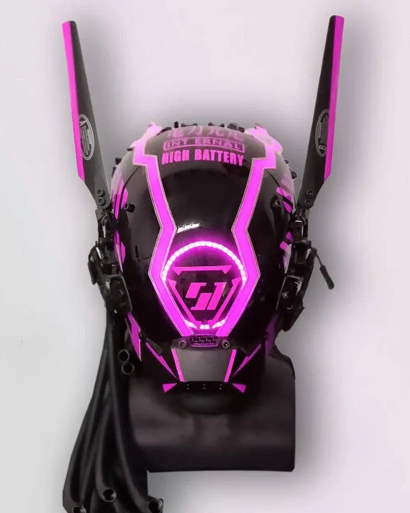 Samurai Dreadlocks LED Cyberpunk Helmet Mask (LEDs available in 7 colors）