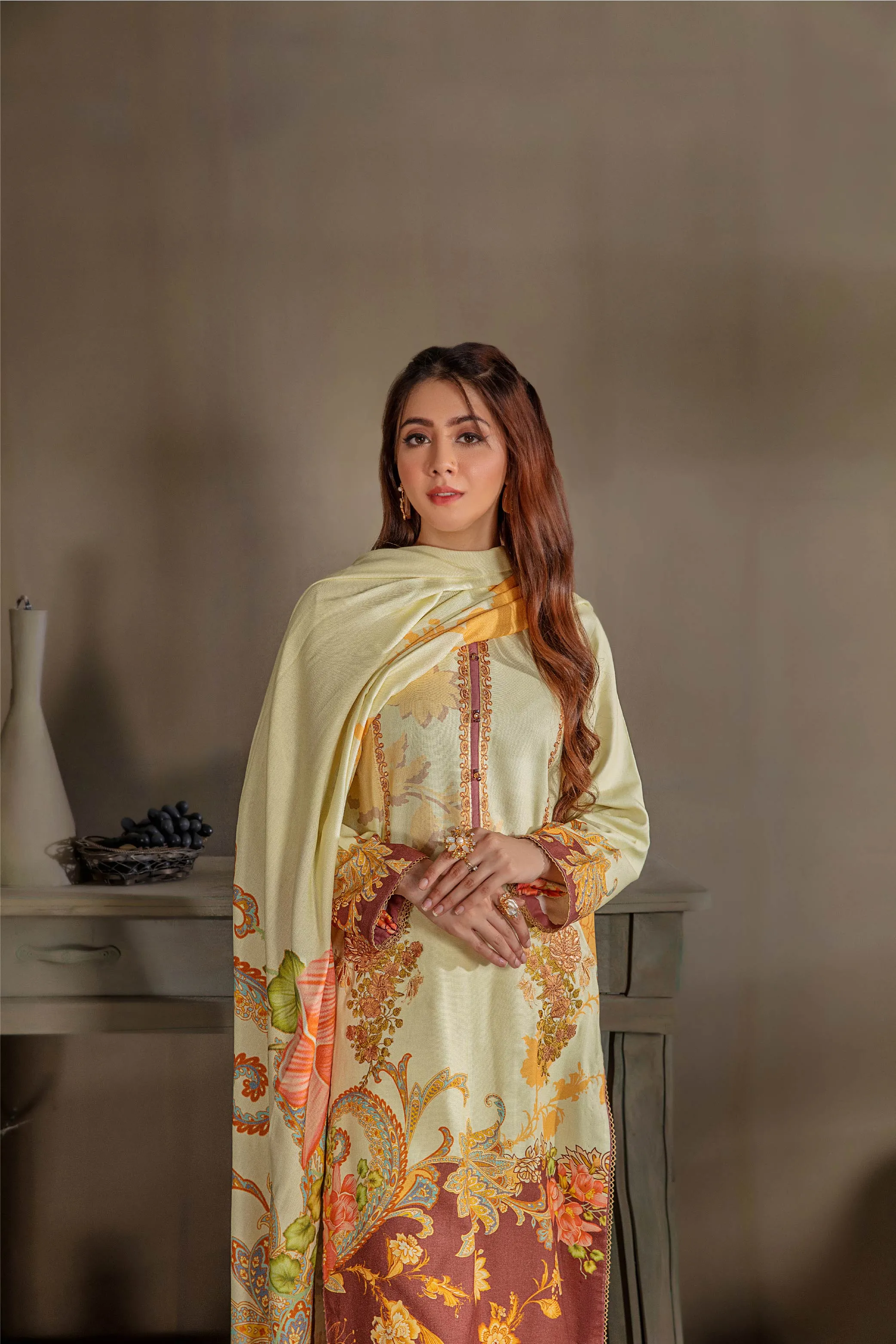 Sana & Samia by Lala Embroidered Woolen Print Collection – Azalea