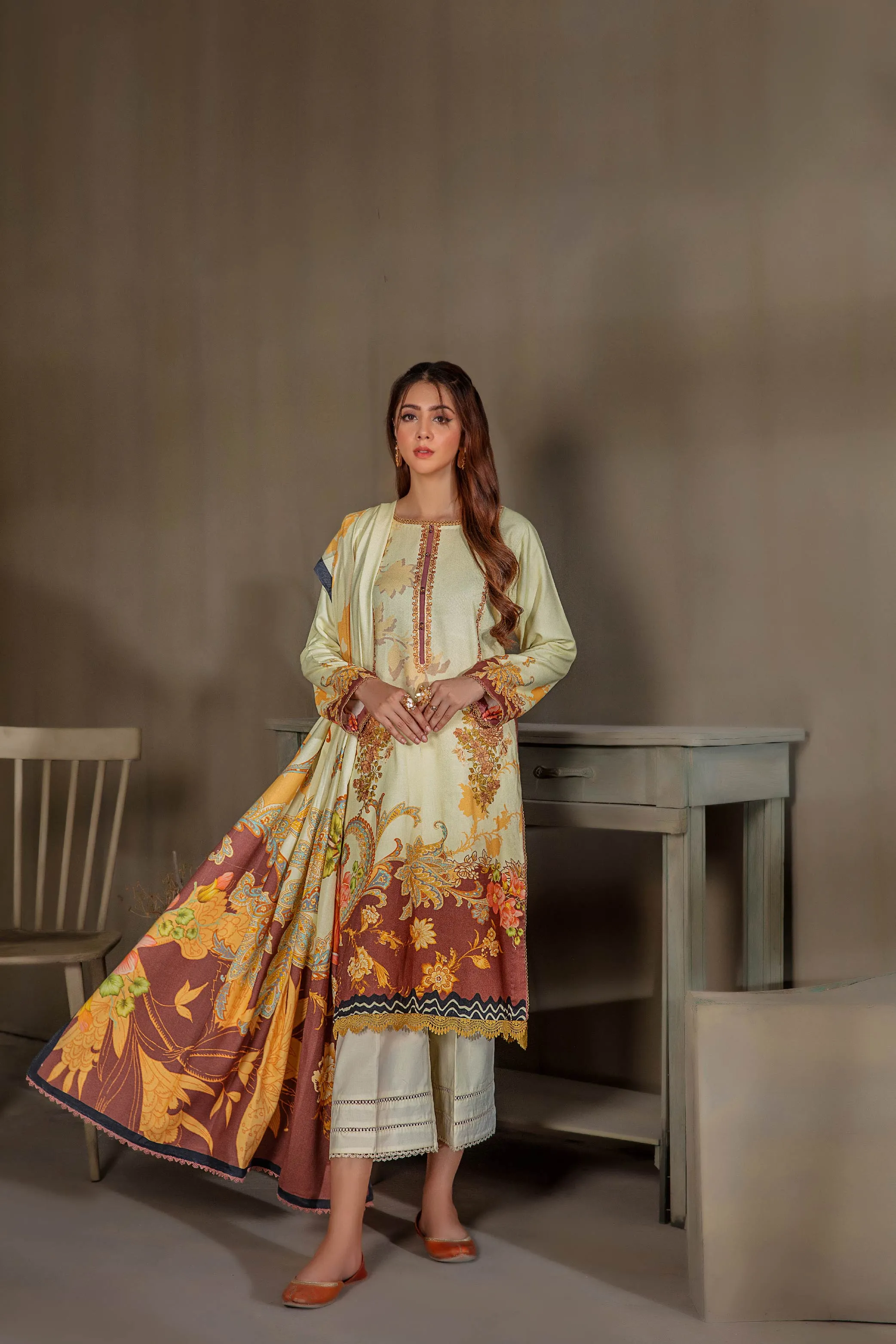 Sana & Samia by Lala Embroidered Woolen Print Collection – Azalea