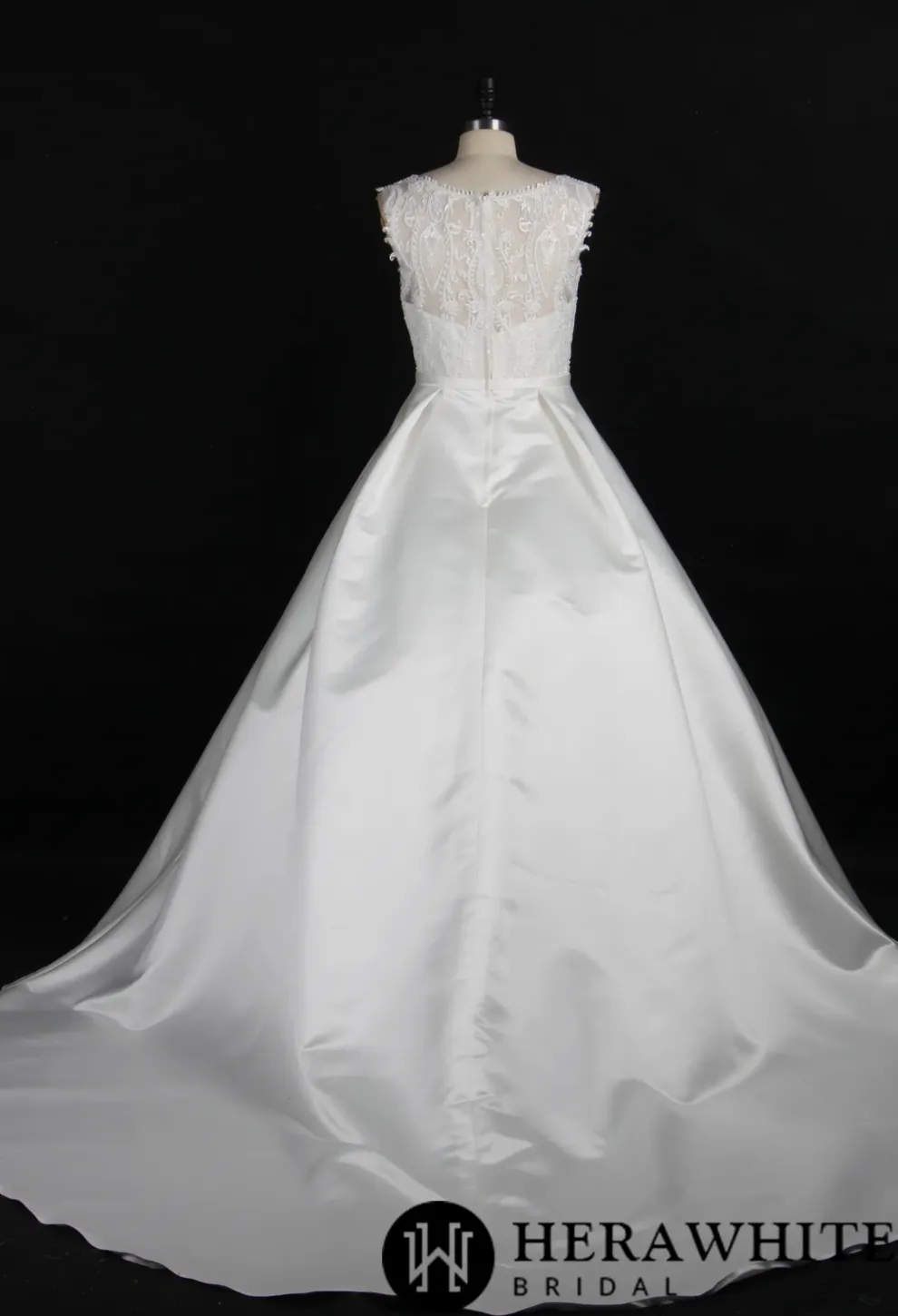 Simple Satin Wedding Ballgown With Beaded Lace