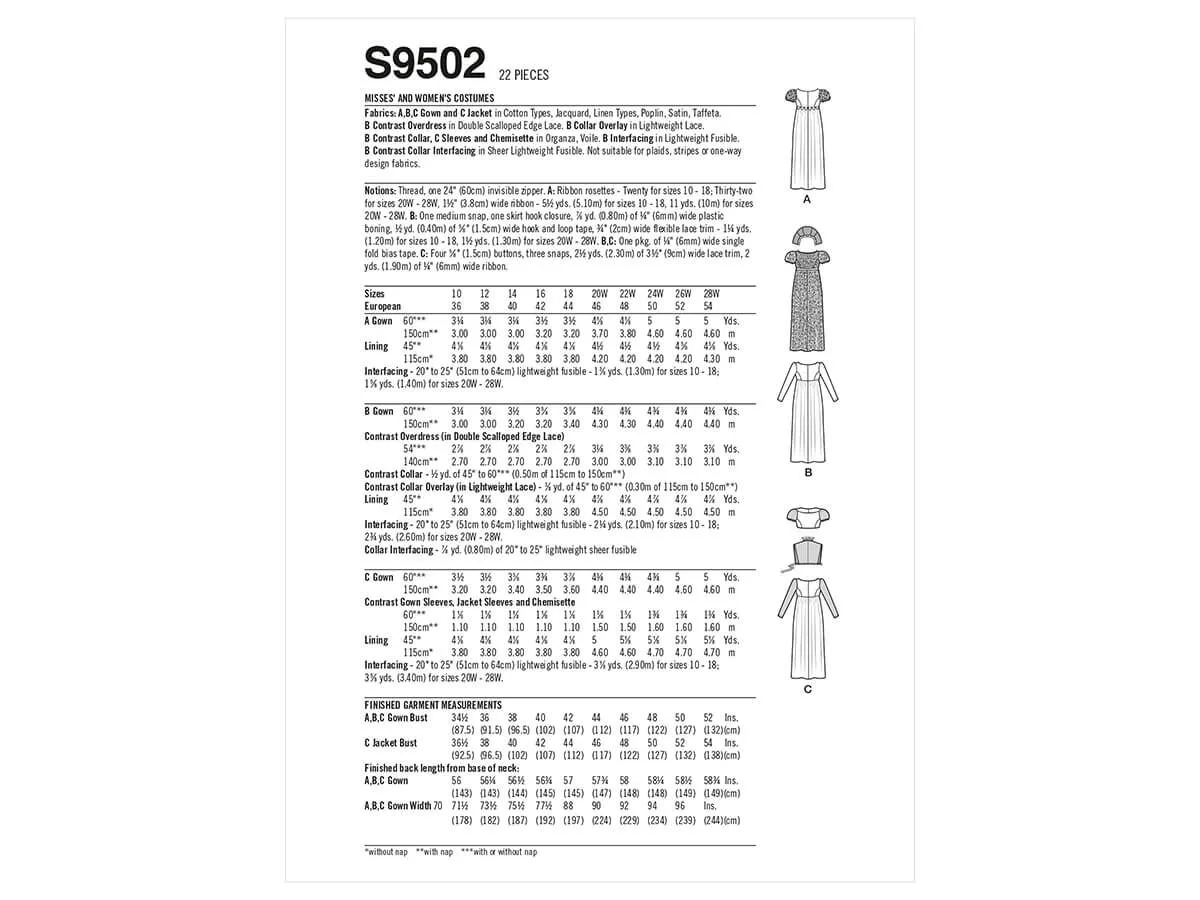 Simplicity Pattern SS9502 Misses' Plus Costume