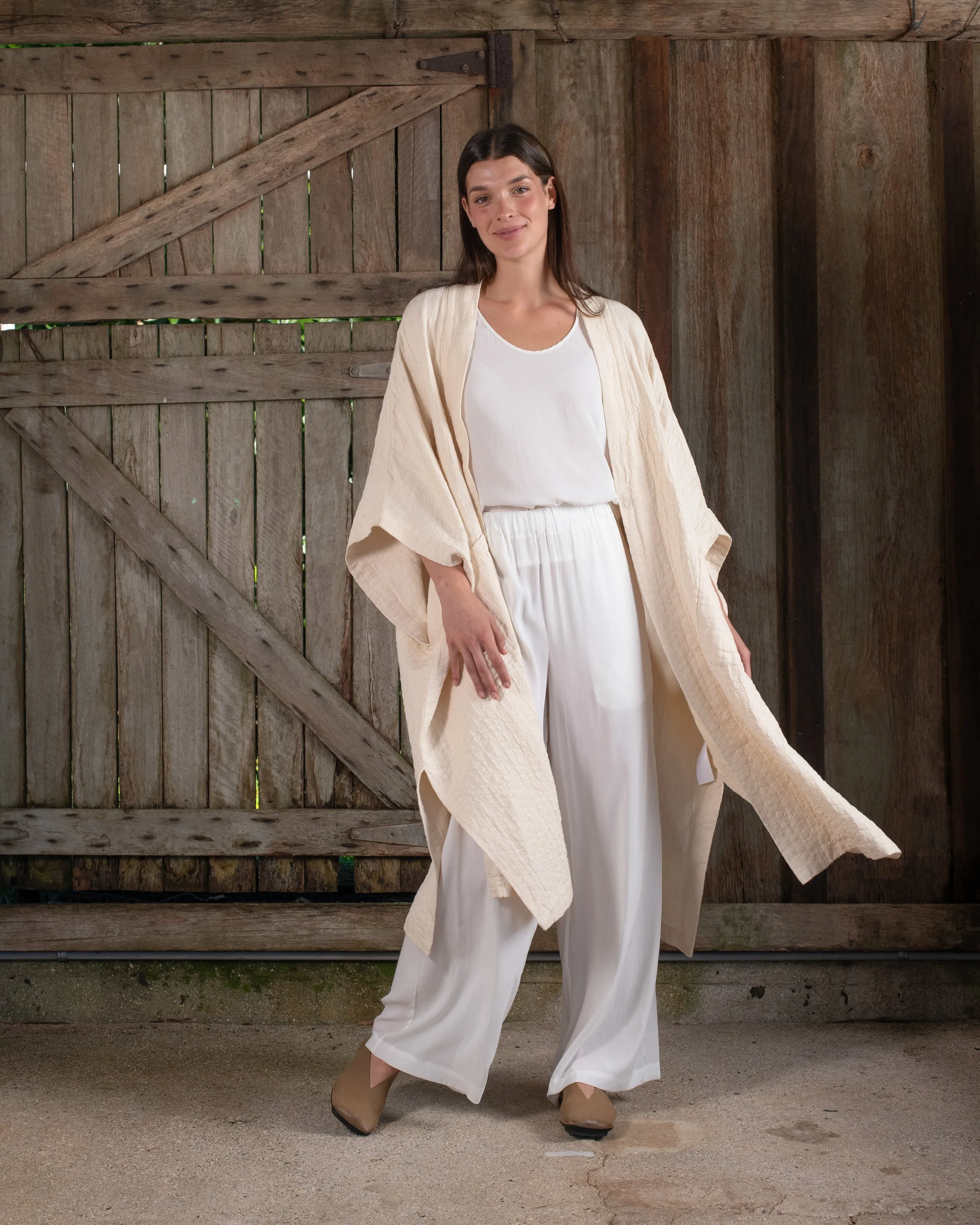 Sleeveless Kimono Jacquard Dye-less