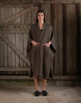 Sleeveless Kimono w/ Belt Jacquard Chocolate