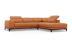 Valencia Valletta Top Grain Leather Sectional L-Shape with Right Chaise Sofa, Cognac Valencia Valletta Top Grain Leather Sectional L-Shape with Right Chaise Sofa, Cognac