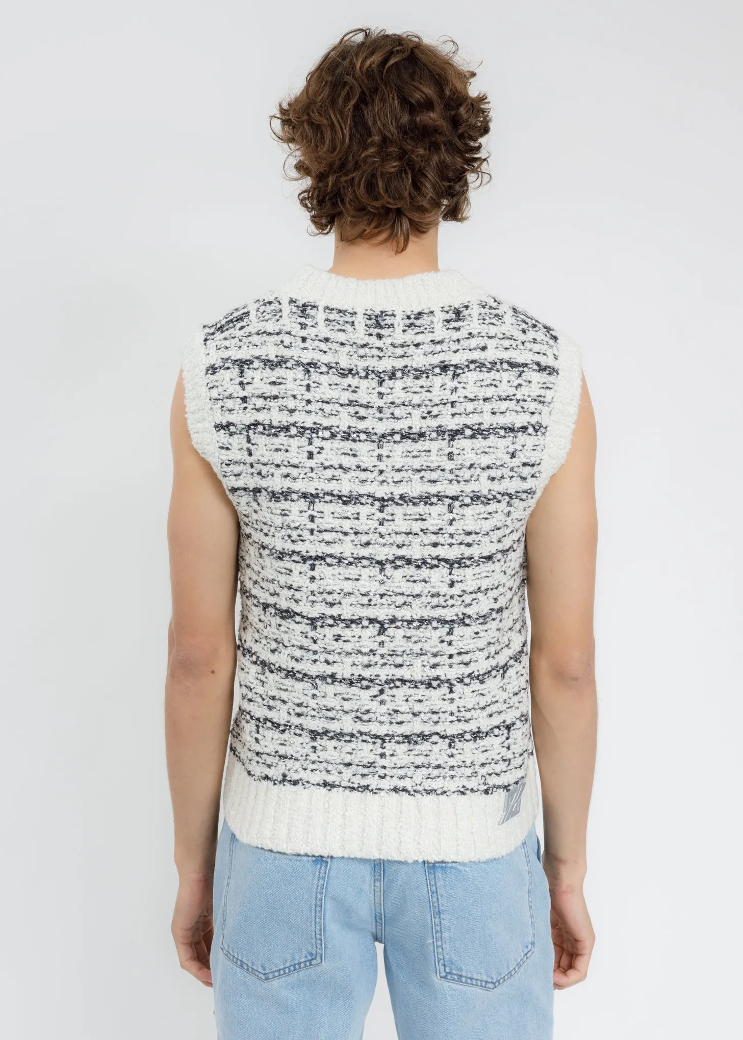 White Tweet Knit Vest