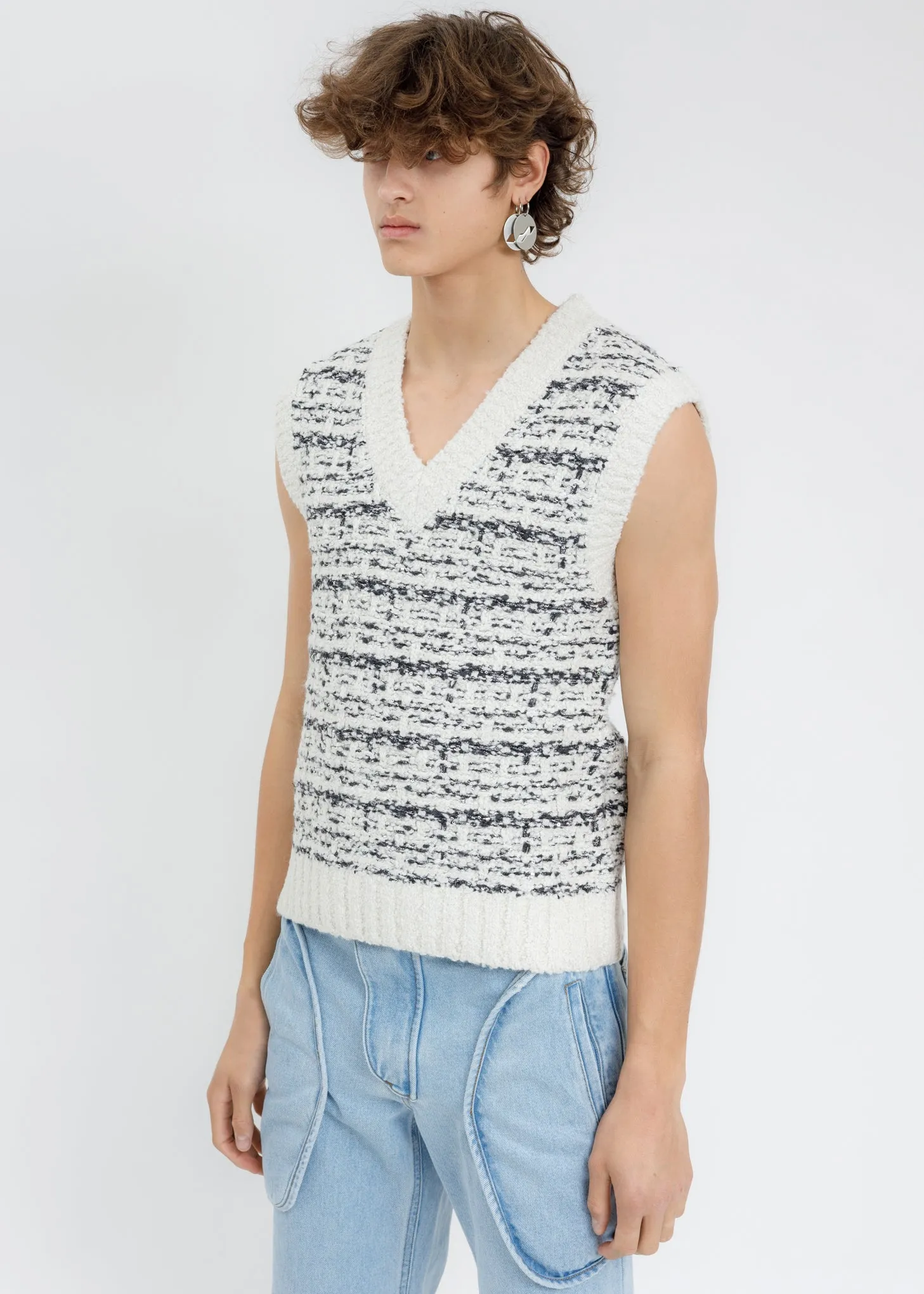 White Tweet Knit Vest