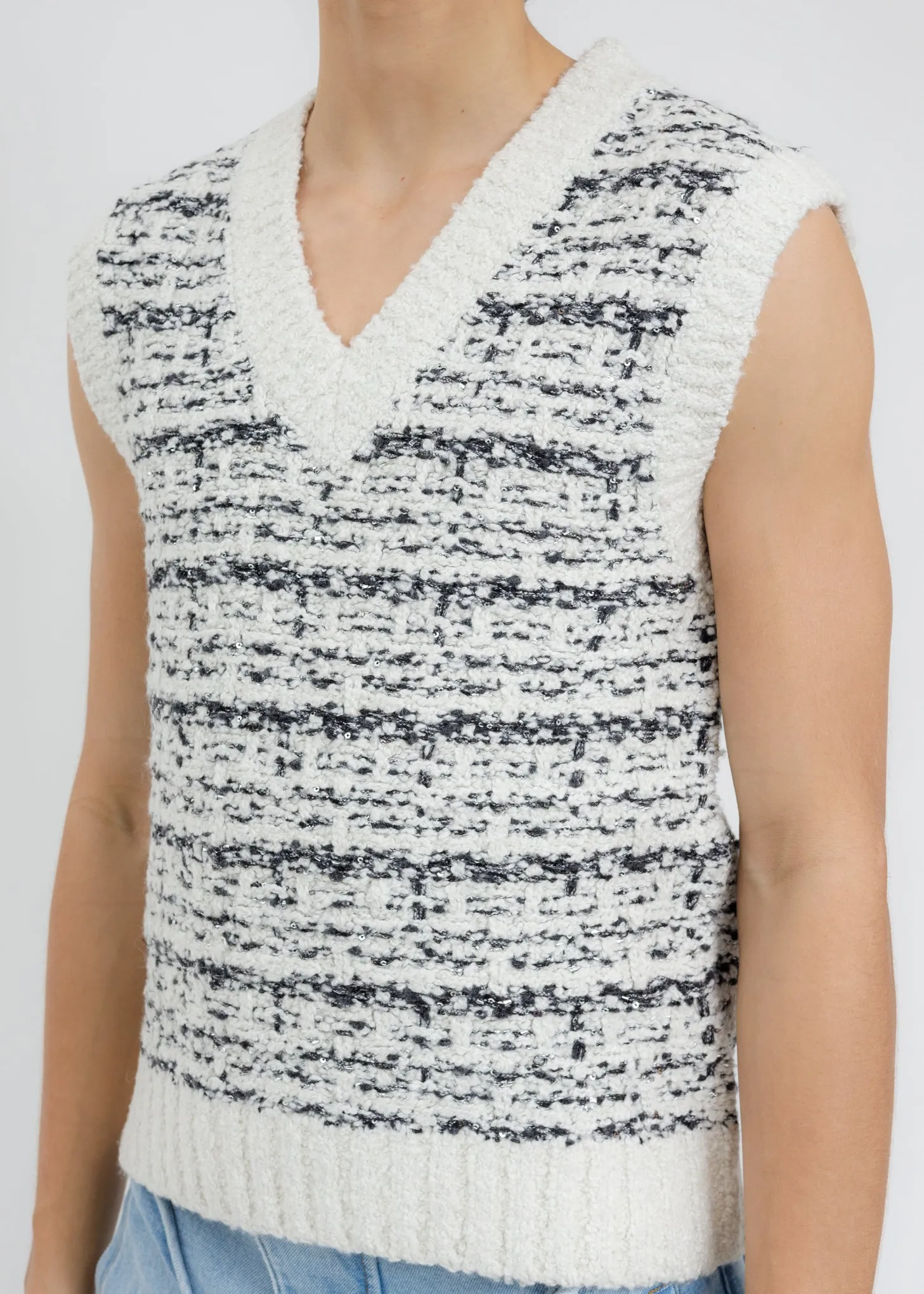 White Tweet Knit Vest