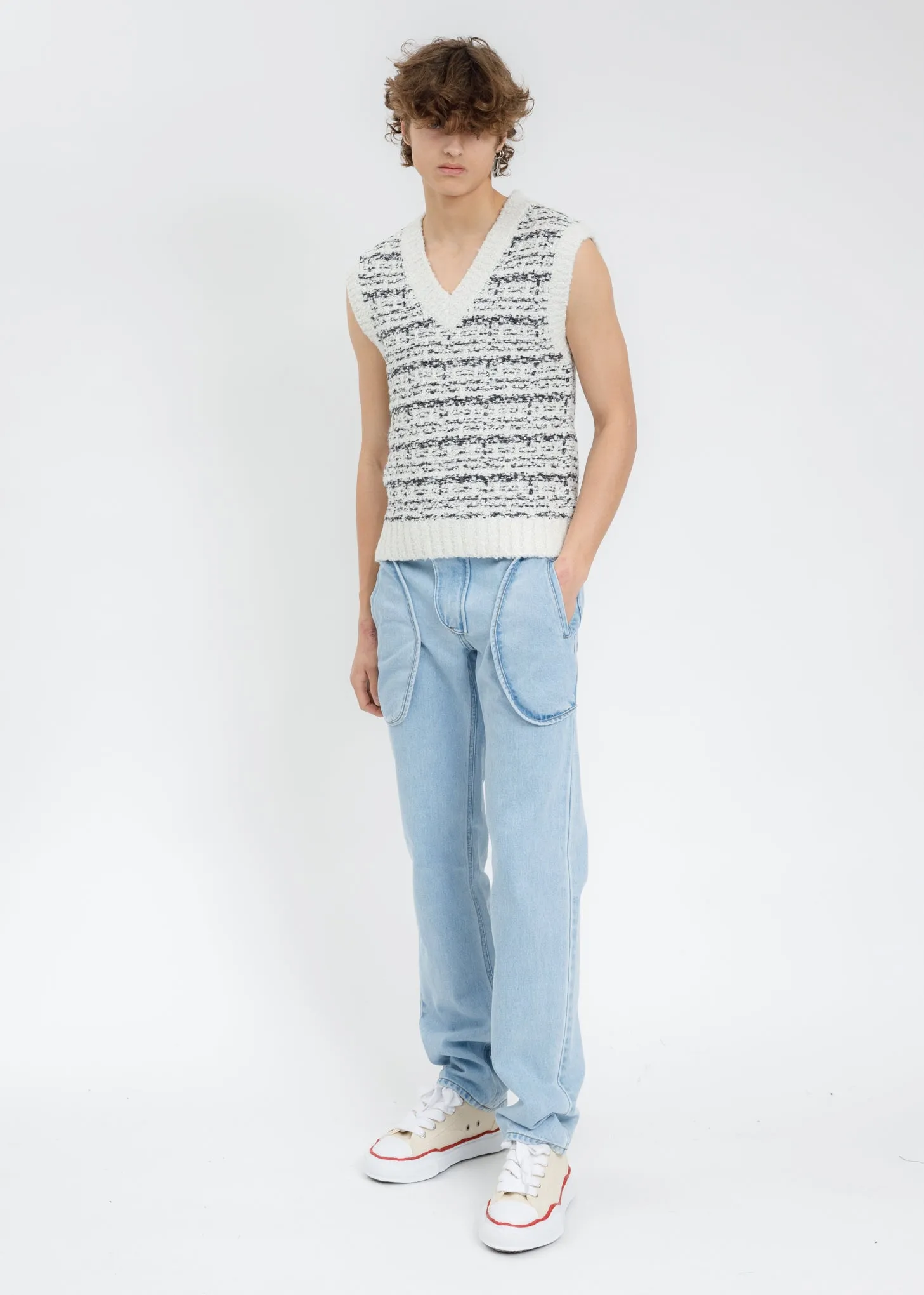 White Tweet Knit Vest