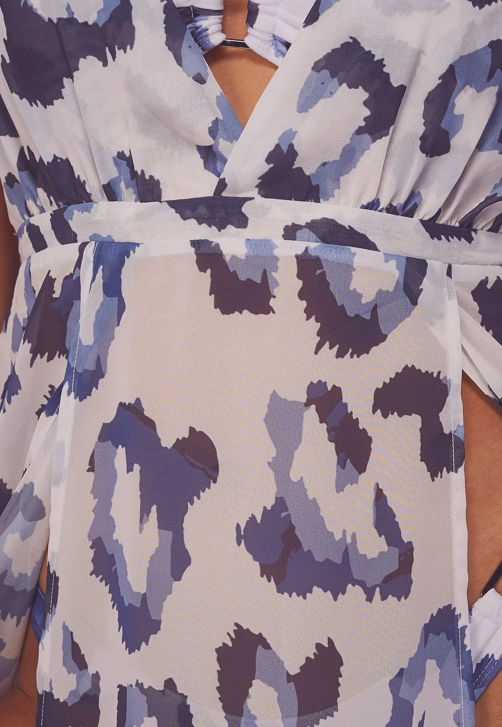 Wolf & Whistle Blue Leopard Beach Dress