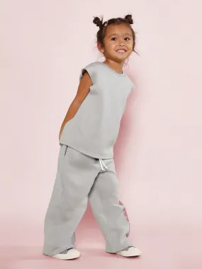 Young Girls Soft & Comfy 2 Piece Tank & Wide Leg Jogger Set With Puff Print Graphic