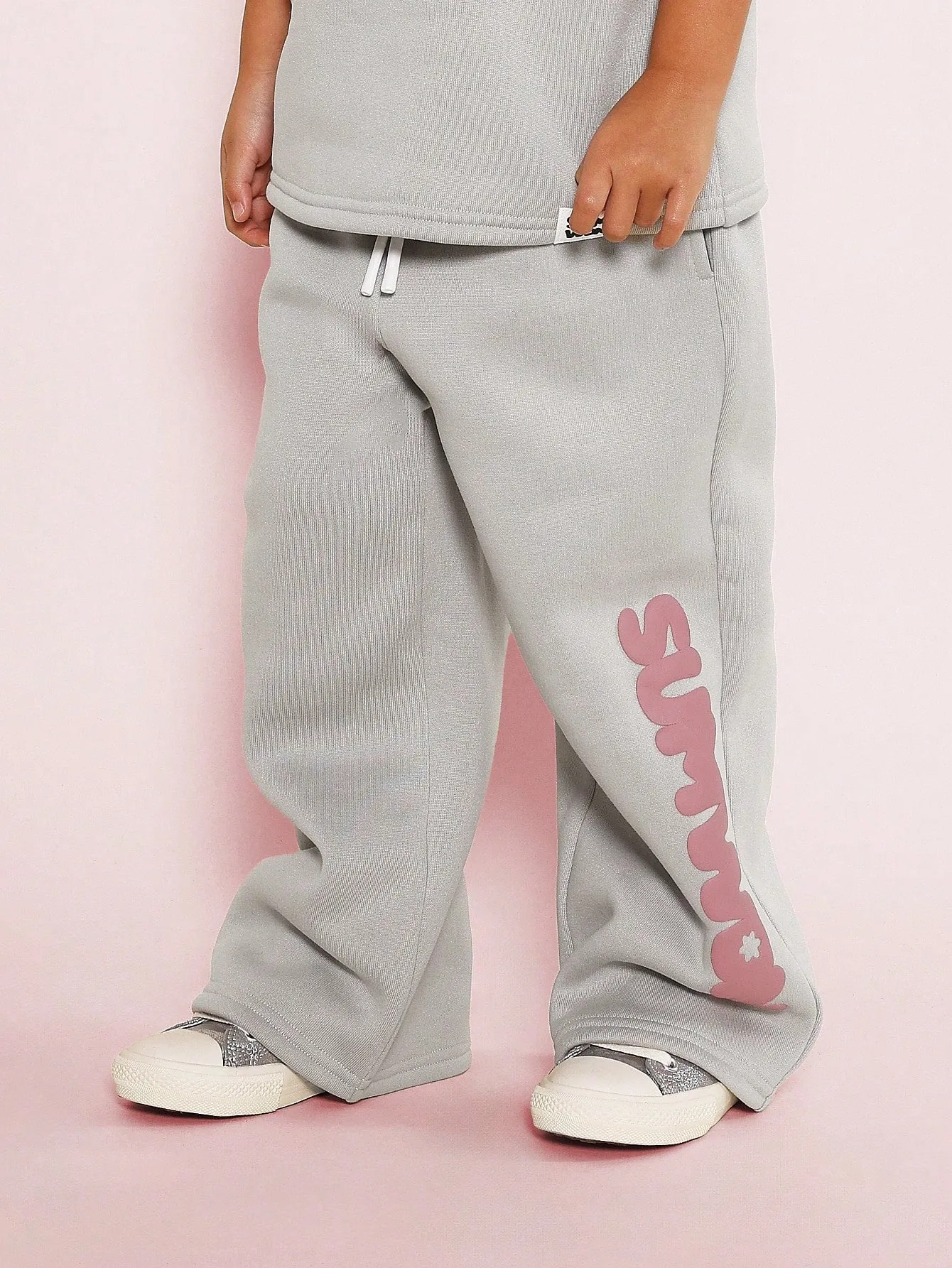 Young Girls Soft & Comfy 2 Piece Tank & Wide Leg Jogger Set With Puff Print Graphic
