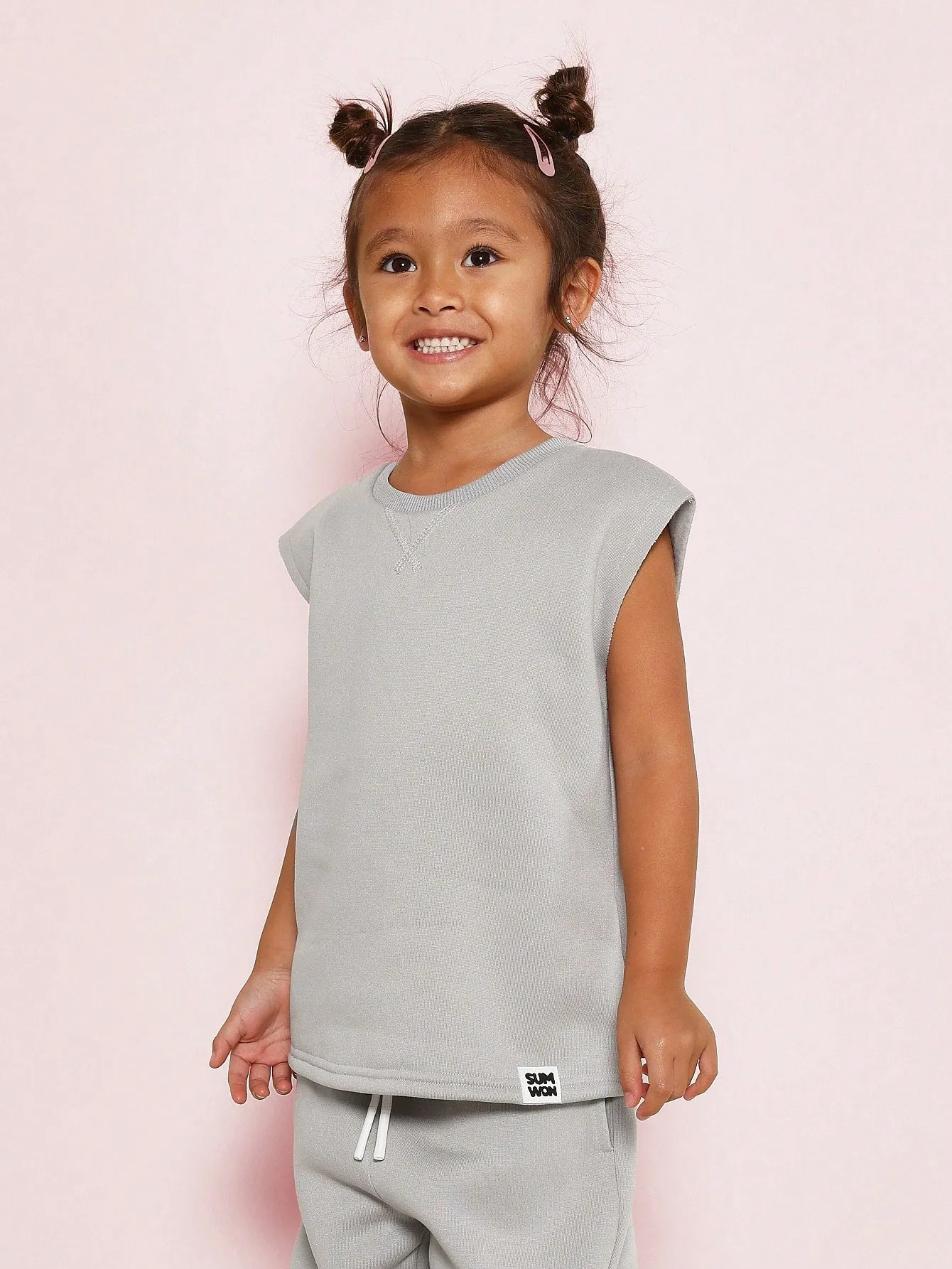 Young Girls Soft & Comfy 2 Piece Tank & Wide Leg Jogger Set With Puff Print Graphic